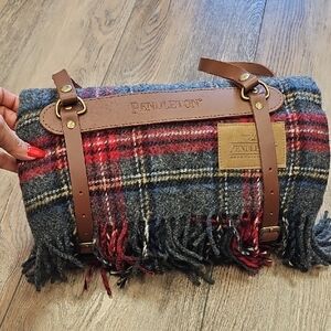 Pendleton, Tartan, Wool, Blanket, Home, Leather, Ntw, Cozy, Warm, Winter, Gift